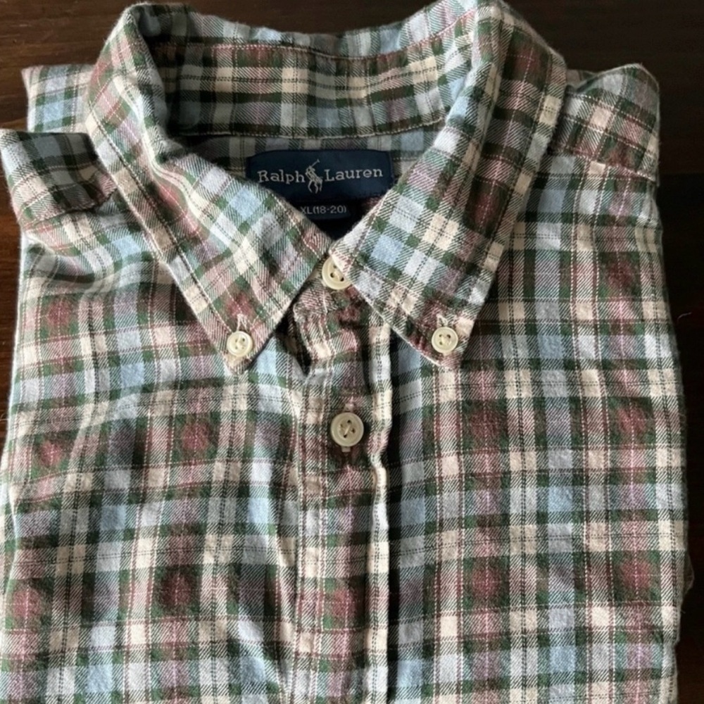 Ralph Lauren Men's Checkered Shirt - Green and Brown